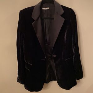 Mango Black Velvet Oversized Blazer